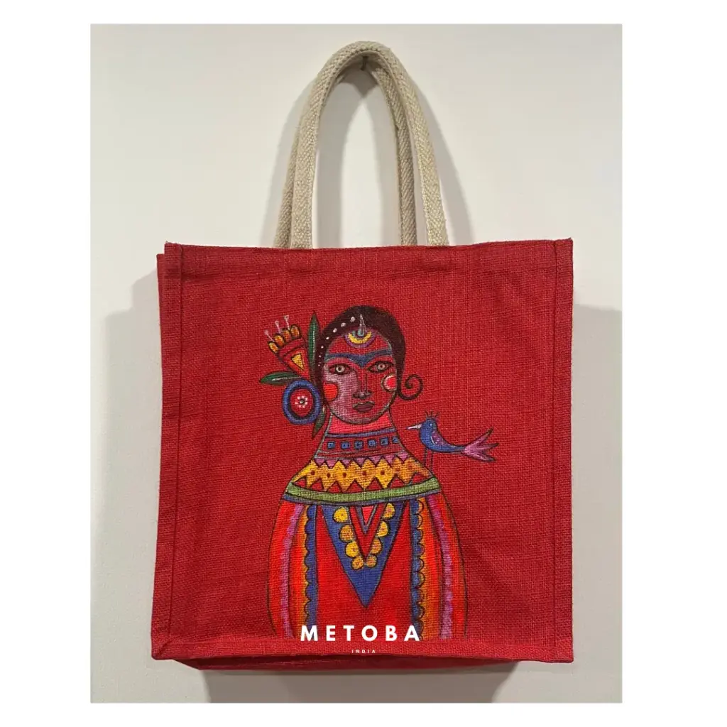 Red Square Jute Bag